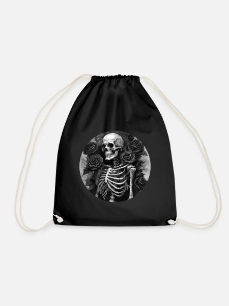 Schwarzes und weißes Gothic Skelett - Turnbeutel - Schwarz
