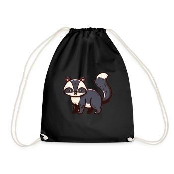 Cute Raccoon - Drawstring Bag - black - Front