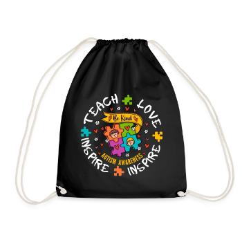 Autism Awareness Teacher Teach Hope Love Inspire - Drawstring Bag - black - Front