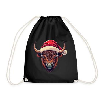 Bison Weihnachten Santa - Turnbeutel - Schwarz - Vorne