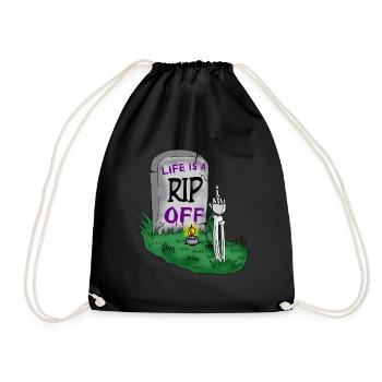 Rip Off Dark Humor Halloween Grave Cemetry Sarcasm - Drawstring Bag - black - Front
