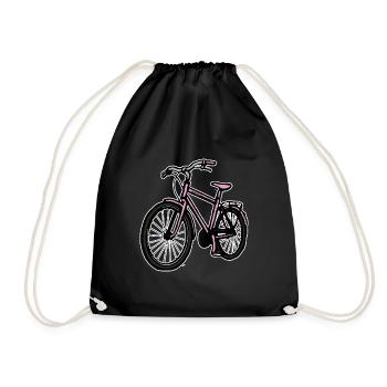 Rosa Fahrrad Frauen Mädchen - Turnbeutel - Schwarz - Vorne