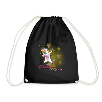 Unicorn Glitter Star Dab - Drawstring Bag - black - Front