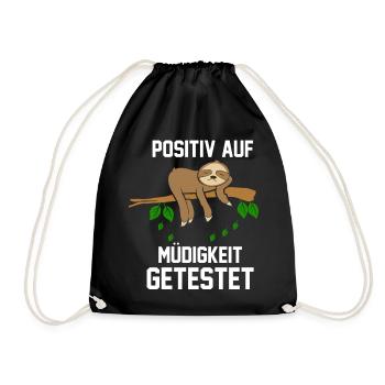 Positiv Muedigkeit getestet Chillen Relax Faultier - Turnbeutel - Schwarz - Vorne