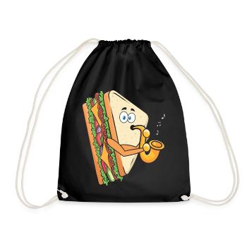 Saxophonist Saxophones Cheese Music Musician - Drawstring Bag - black - Front