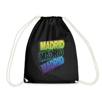 Madrid Spanien Stadt Schrift Skyline Urlaub - Turnbeutel - Schwarz - Vorne