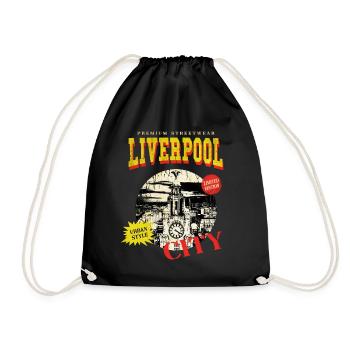 Liverpool Angleterre UK City Skyline Vintage Rétro - Sac de sport léger - noir - Devant