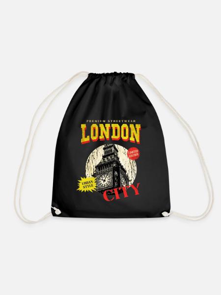 London England UK Stadt Skyline Vintage Retro - Turnbeutel - Schwarz