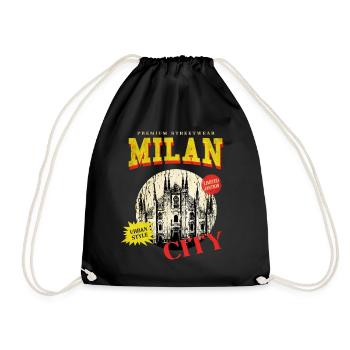 Mailand Milan Italien Stadt Skyline Vintage Retro - Turnbeutel - Schwarz - Vorne