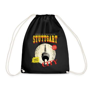 Stuttgart Germany City Skyline Vintage Retro - Drawstring Bag - black - Front
