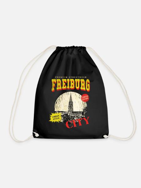 Freiburg Deutschland Stadt Skyline Vintage Retro - Turnbeutel - Schwarz