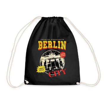 Berlin Germany City Skyline Vintage Retro - Drawstring Bag - black - Front
