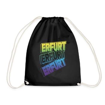 Erfurt Germany City Font Skyline Home - Drawstring Bag - black - Front