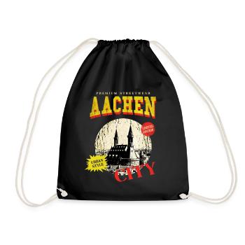 Aachen Deutschland Stadt Skyline Vintage Retro - Turnbeutel - Schwarz - Vorne