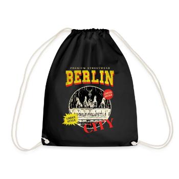 Berlin Germany City Skyline Vintage Retro - Drawstring Bag - black - Front