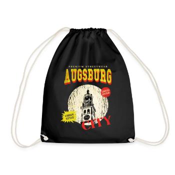 Augsburg Deutschland Stadt Skyline Vintage Retro - Turnbeutel - Schwarz - Vorne