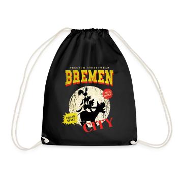 Bremen Germany City Skyline Vintage Retro - Drawstring Bag - black - Front