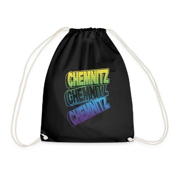Chemnitz Germany City Font Skyline Home - Drawstring Bag - black - Front