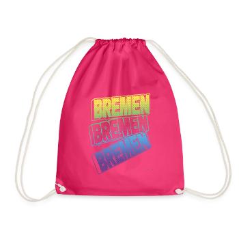 Bremen Germany City Font Skyline Home - Drawstring Bag - fuchsia - Front