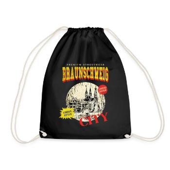 Braunschweig Deutschland Stadt Skyline Vintage - Turnbeutel - Schwarz - Vorne