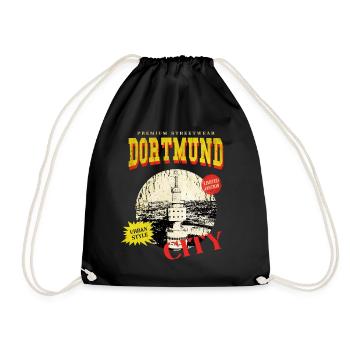 Dortmund Deutschland Stadt Skyline Vintage Retro - Turnbeutel - Schwarz - Vorne
