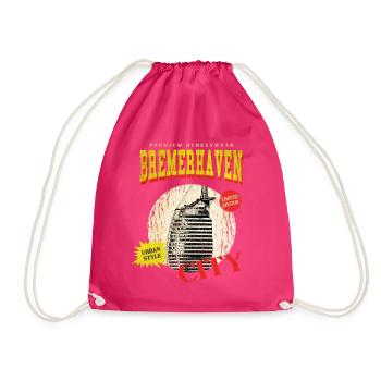 Bremerhaven Germany City Skyline Vintage - Drawstring Bag - fuchsia - Front