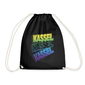 Kassel Germany City Font Skyline Home - Drawstring Bag - black - Front