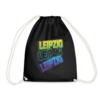 Leipzig Germany City Font Skyline Home - Drawstring Bag - black - Front