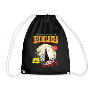 Heidelberg Deutschland Stadt Skyline Vintage Retro - Turnbeutel - Schwarz - Vorne