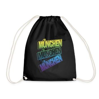 Munich Germany City Font Skyline Home - Drawstring Bag - black - Front