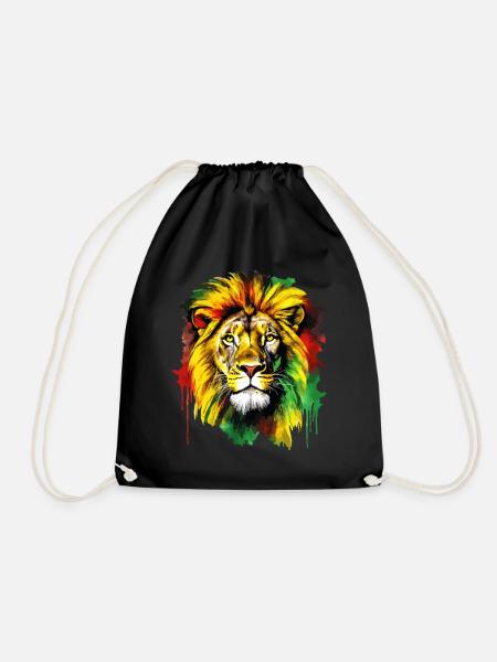 Löwe Jamaica Farben Reggae Rasta Rastafari Tier - Turnbeutel - Schwarz