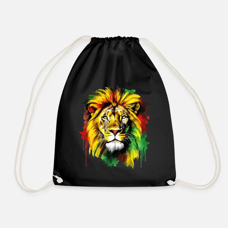 Löwe Jamaica Farben Reggae Rasta Rastafari Tier - Turnbeutel - Schwarz