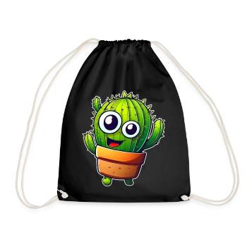 My little green cactus - Drawstring Bag - black - Front