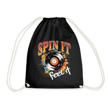 Disque Vinyle LP Platine Rétro - Sac de sport léger - noir - Devant