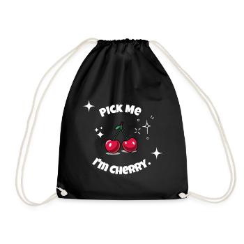 Cherries - Glitter - Drawstring Bag - black - Front