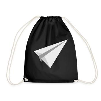 Paper plane airplane toy throwing gift - Drawstring Bag - black - Front