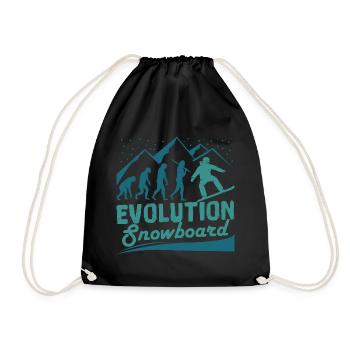 Evolution Snowboard | Wintersport Schnee Geschenk - Turnbeutel - Schwarz - Vorne