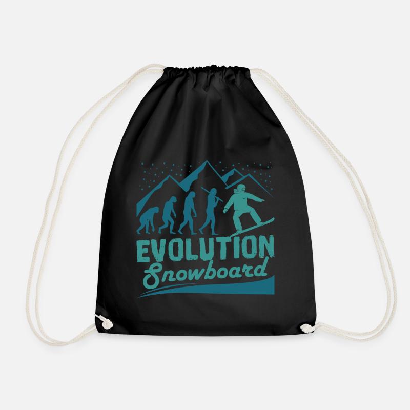 Evolution Snowboard | Wintersport Schnee Geschenk - Turnbeutel - Schwarz