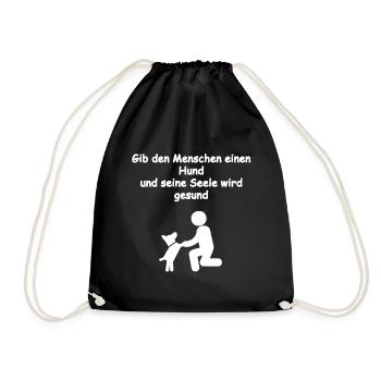 Hund & Mensch / Hundehalter Geschenkidee - Turnbeutel - Schwarz - Vorne
