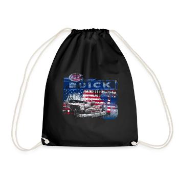 Buick Eight with nameplate and USA flag - Drawstring Bag - black - Front