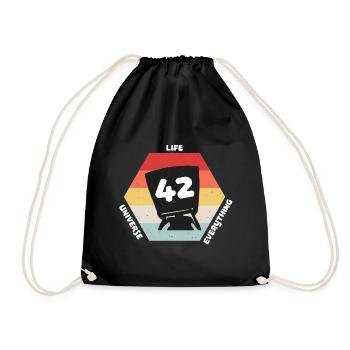 42 Is The Answer Antwort Auf Alles Leben Universum - Turnbeutel - Schwarz - Vorne