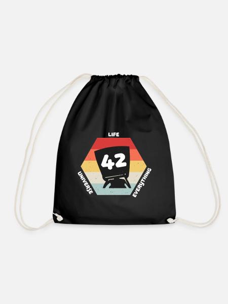 42 Is The Answer Antwort Auf Alles Leben Universum - Turnbeutel - Schwarz