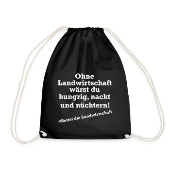 Bauerndemo Rettet die Landwirtschaft Geschenk - Turnbeutel - Schwarz - Vorne