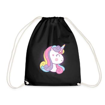 Cute unicorn - Drawstring Bag - black - Front