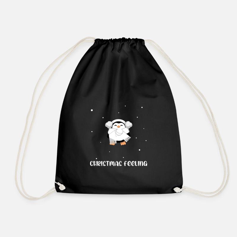 Christmas Pinguin Geschenk Geschenkidee X-Mas - Turnbeutel - Schwarz