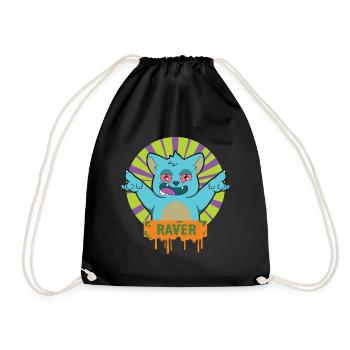 RAVER Cat - Drawstring Bag - black - Front