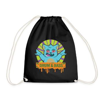 DRUM & BASS DRUM & BASS Cat - Drawstring Bag - black - Front