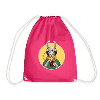 Hipster Lama boit une canette de maté - Sac de sport léger - fuchsia - Devant