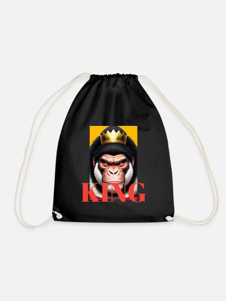 Gorilla King - Drawstring Bag - black
