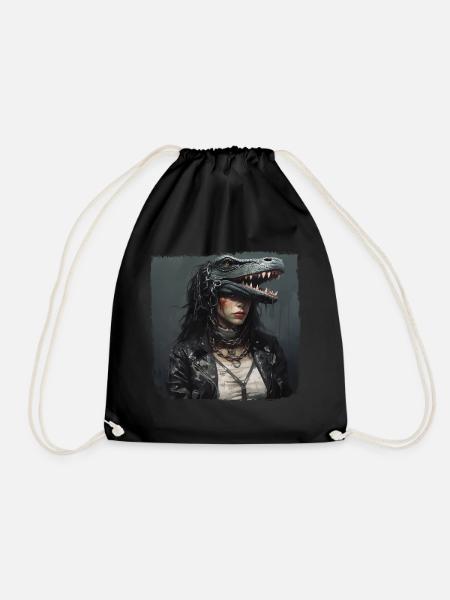 Vintage Dino Girl - Turnbeutel - Schwarz